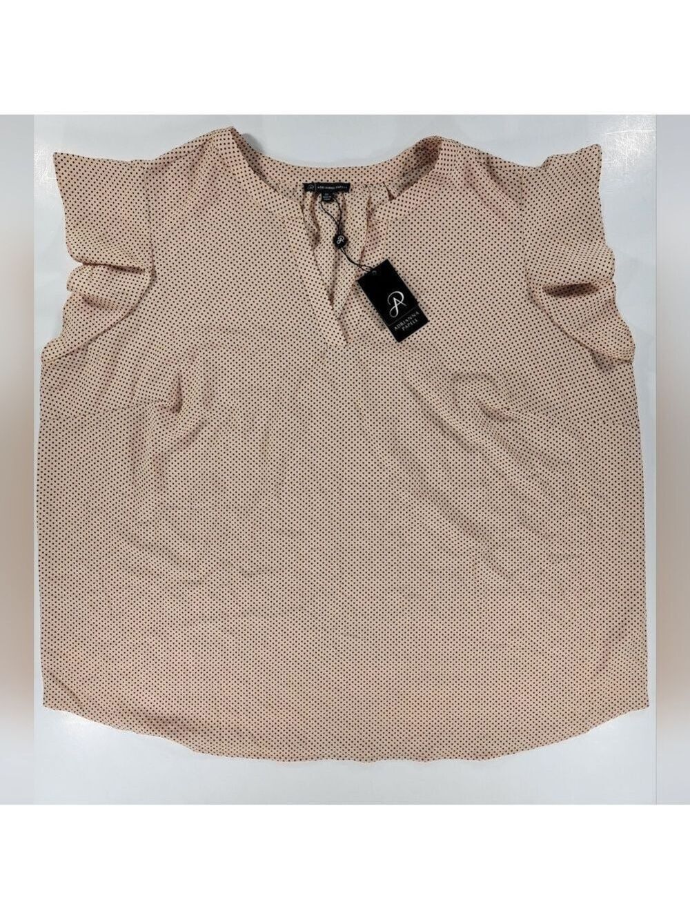 NEW Adrianna Papell Womens Plus 3X Flutter Sleeve Malt Blouse V Neck NWT Stretch